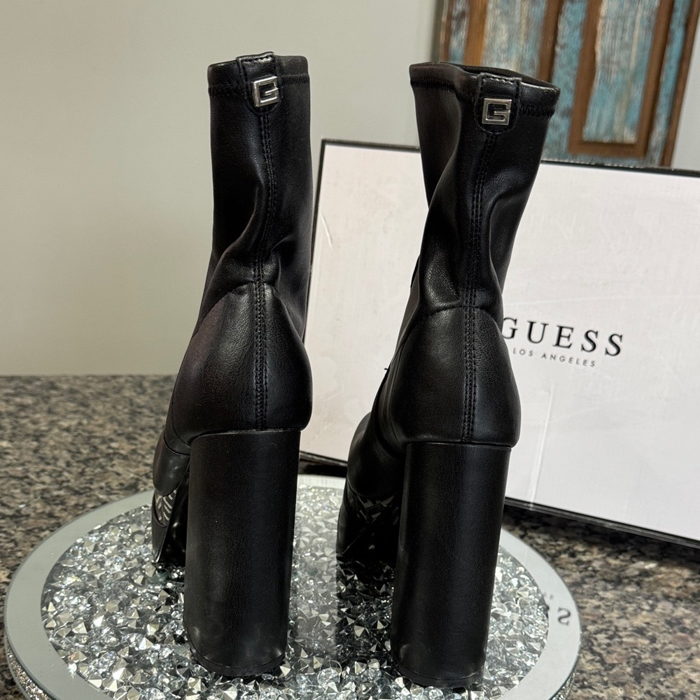 Guess Cabala Black Platform Boots with Silver Accents NWT 7 - Picture 7 of 14